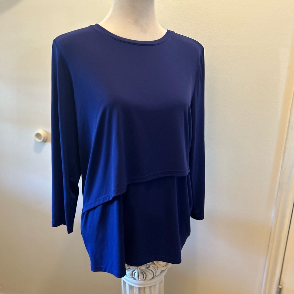 Ivanka Trump Blouse purple Layered Womens Long Sleeve Top Size large lager core